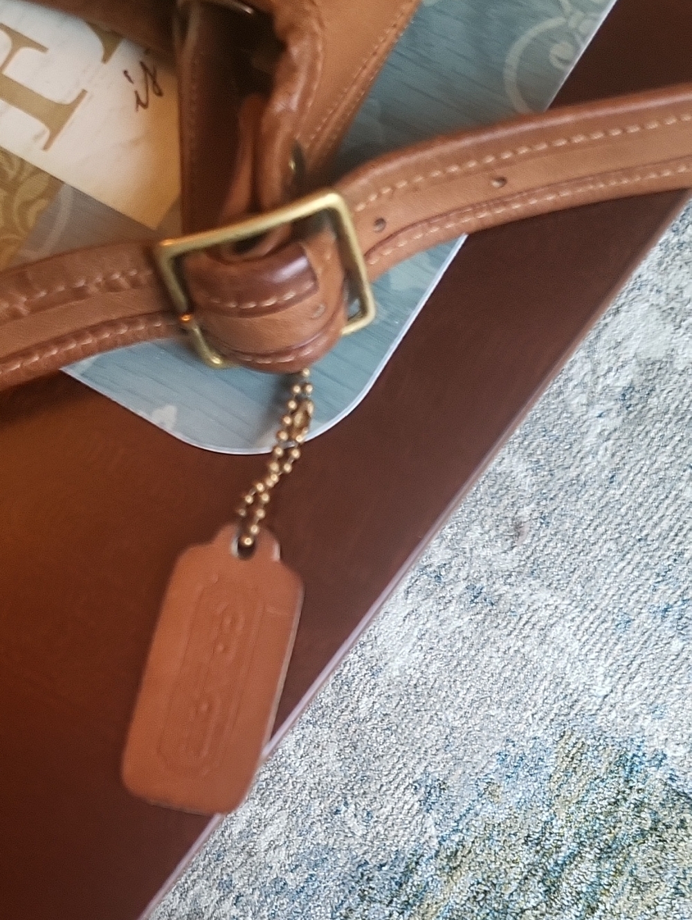 Tan Leather Crossbody Coach Purse - Smooth Finish - Picture 10 of 13